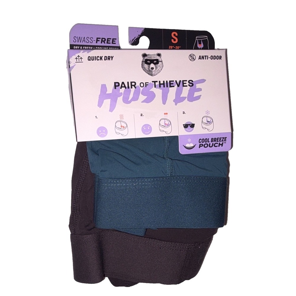 Pair of Thieves Hustle Boxer Briefs 2 Pack S Green/Black Quick Dry Anti-Odor
